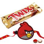 Ravishing Angry Bird Kid Rakhi And Twix Chocolate to Rakhi-to-newzealand.asp