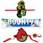 Remarkable Angry Bird Kid Rakhi, Ben10 Kid Rakhi With Bounty Chocolate to Rakhi-to-newzealand.asp