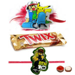 Majestic Ben10, Pokemon Kids Rakhi And Twix Chocolate to Rakhi-to-newzealand.asp