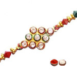 Fantastic 1 Muticoloured Stone Rakhi in Round Shape to Rakhi-to-newzealand.asp