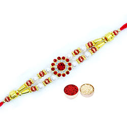 Fashionable One Round White Stone Rakhi to Rakhi-to-newzealand.asp