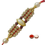 Elegant One Kundan n White Stone Rakhi to Rakhi-to-newzealand.asp