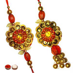 Stunning One Bhaiya Bhabhi Rakhi Set in Round Shape to Rakhi-to-newzealand.asp