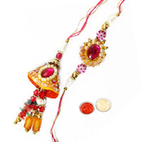 Enticing One Bhaiya Rakhi N Bhabhi Lumba Set in Round Shape to Rakhi-to-newzealand.asp