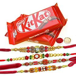 KitKat with 4 pcs Rakhi to Rakhi-to-newzealand.asp
