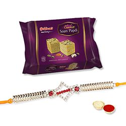 Soan Papdi with Stone Rakhi to Rakhi-to-newzealand.asp