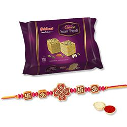 Soan Papdi with OM Rakhi to Rakhi-to-newzealand.asp