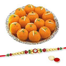 Boondi Ladoo with Fancy Rakhi to Rakhi-to-newzealand.asp