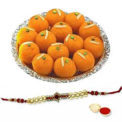 Boondi Ladoo with Stone Rakhi to Rakhi-to-newzealand.asp