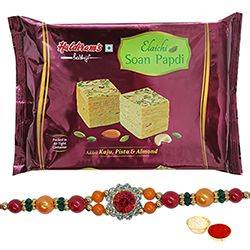 Soan Papdi with Stone Rakhi to Rakhi-to-newzealand.asp