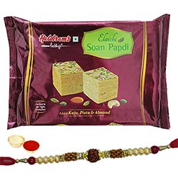 Soan Papdi with Rudraksha Rakhi to Rakhi-to-newzealand.asp