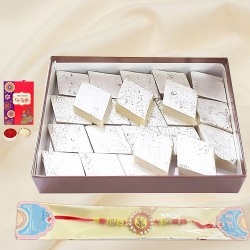 Kaju Barfi Delights with Designer Rakhi to Rakhi-to-newzealand.asp