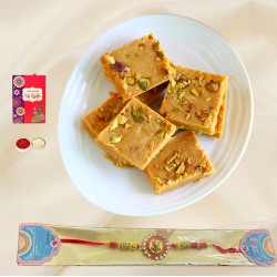 Besan Barfi N Glam Ganesha Rakhi to Newzealand-rakhi-sweets.asp