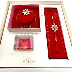 Beautiful Couple Kundan Stone Rakhi in Box to Rakhi-to-newzealand.asp