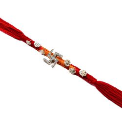 Silver Swastik Rakhi with Stone Work to Rakhi-to-newzealand.asp