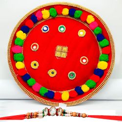 Shagun Rakhi Pooja Thali with a Fancy Rakhi to Newzealand-rakhi-thali.asp