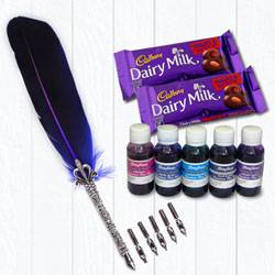 Exclusive Calligraphy Quill Set with Ink n Chocolates to Andaman and Nicobar Islands