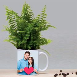 Hue of Green Bostern Fern in a Personalized Mug