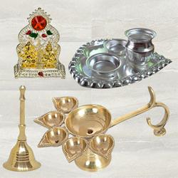 Marvelous Diya N Ghanti with Paan Shaped Thali N Ganesh Laxmi Mandap to Karunagapally