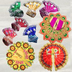 Remarkable 3 Pcs Poshak Set with 6 Pcs Pagdi for Laddu Gopal<br><br>