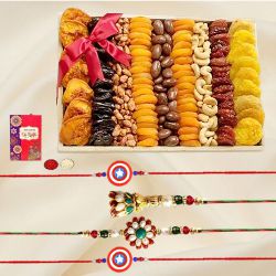 Admirable Family Rakhi Set with Dried Fruits n Nuts Tray