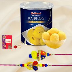 Elegant Bhaiya Bhabhi Rakhi N Haldiram Raj Bhog, Free Roli Tika N Card