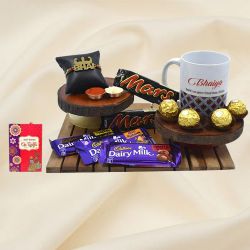 Fancy Strong Bhai Rakhi with Bhaiya Coffee Mug N Assorted Chocolates