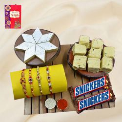 Fancy Stone Rakhi with Haldiram Sweets N Imported Chocolate