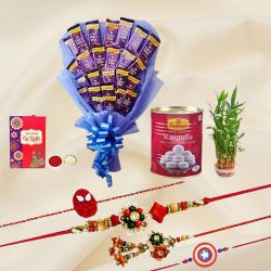 Fancy Chocolate Bouquet with Family Rakhi Sets