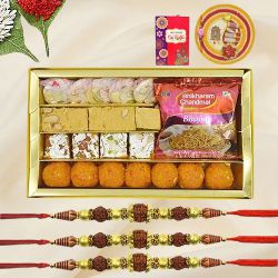 Amazing Rudrakhsha Rakhi n Sweets Treats Set