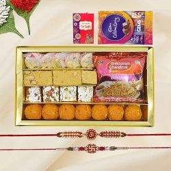 Trendy Rakhi with Sweets N Snacks Combo
