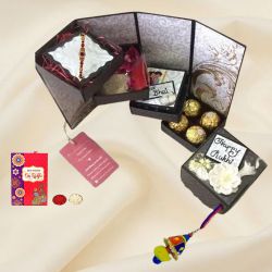 Suave Handmade 4 Layer Stepper Box of Chocolates with Rakhi