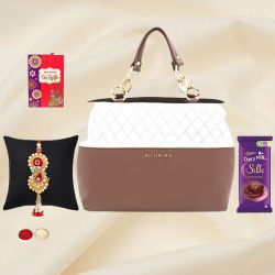Dazzling Rakhi for Sis with Leather Vanity Bag