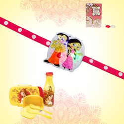 Multicolor Lunch Box Kit N Chutki Bheem Rakhi to Hariyana