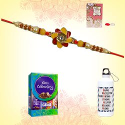 Personalized Sipper Bottle with Beaded Rakhi n Cadbury