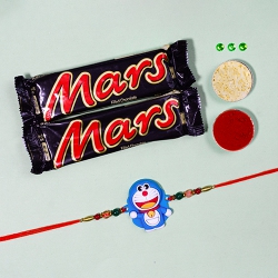 Alluring Doraemon Rakhi N Mars Chocolate Combo