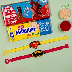 Remarkable Superhero Rakhi N Chocolates Galore