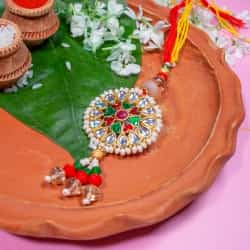 Amazing Kundan Lumba Rakhi for Bhabhi to Viluppuram