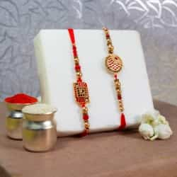 Glamorous Kundan Rakhi Set of 2