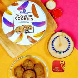 Exclusive Evil Eye Bracelet Rakhi Cookies Combo to Chittaurgarh
