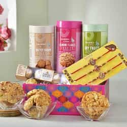 Auspicious Rakhi and Cookies Combo