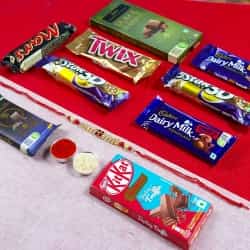 Amazing Kundan Rakhi N Chocolates Hamper