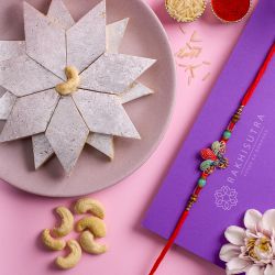 Stylish Kundan Rakhi N Kaju Katli Delight