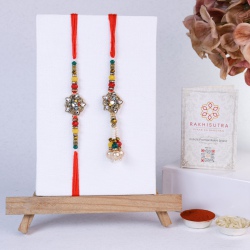 Classic Kundan Bhaiya Bhabhi Rakhi Set