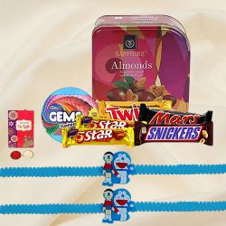 Delicious Chocolate Gifts with Doraemon Rakhi for Kids to Dadra and Nagar Haveli