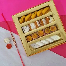 Enticing Stone Rakhi with Assorted Sweets