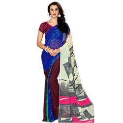 Mind-Blowing Varicolored Marbel Chiffon Printed Saree