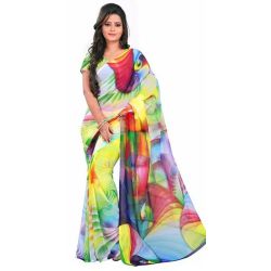 Dazzling Digital Printed Multicoloured Georgette Saree