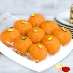 Motichur Ladoo  from Haldiram with free Roli Tilak and Chawal.