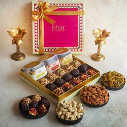 Amazing Assorted  Nuts N Laddoo Delight Box from Kesar